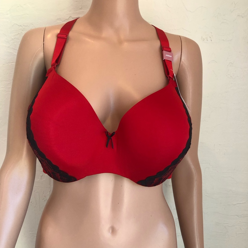 Lane Bryant Cacique Red Full Coverage Laced Underwire Bra Women’s Size 42DDD NWT